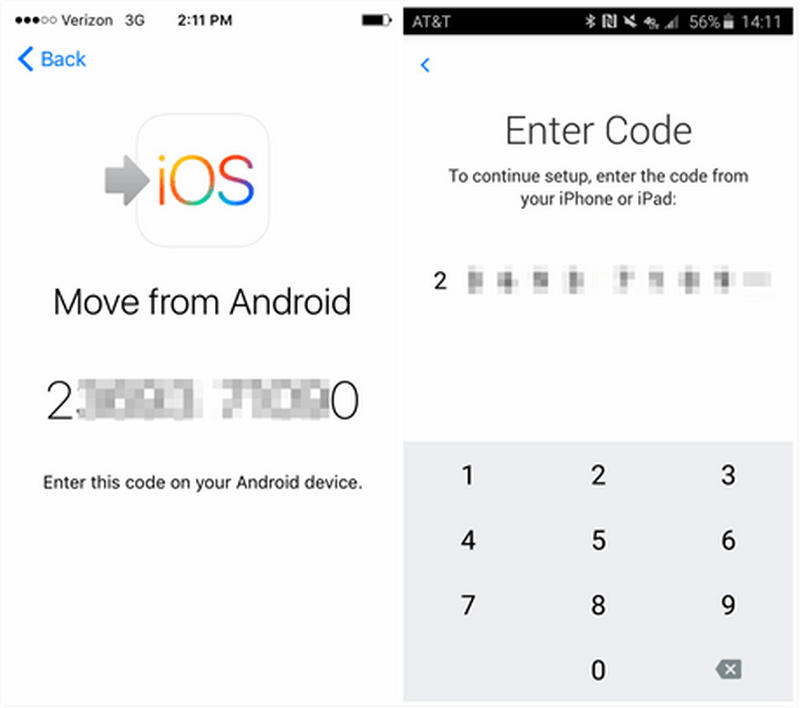 输入“移至 iOS”密码