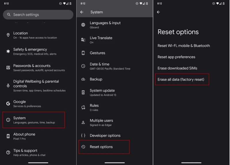 Factory Reset Android