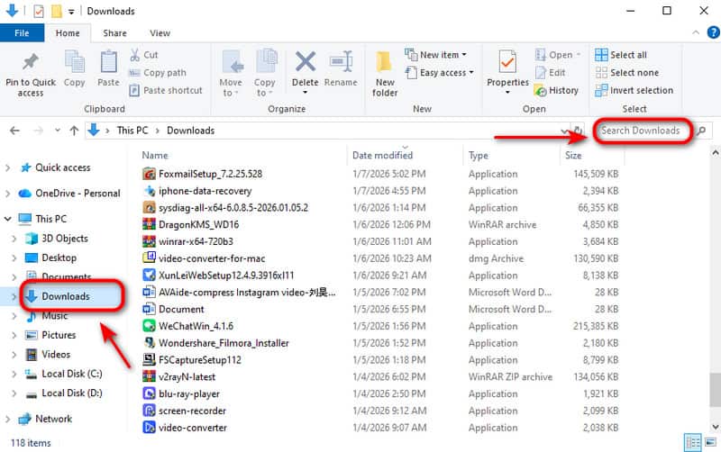 Encuentra descargas en PC