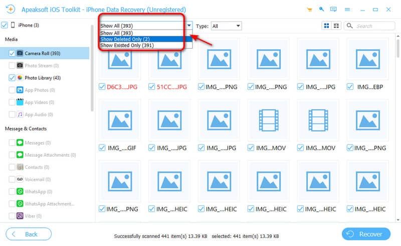 Previsualiza los archivos eliminados y recupéralos.