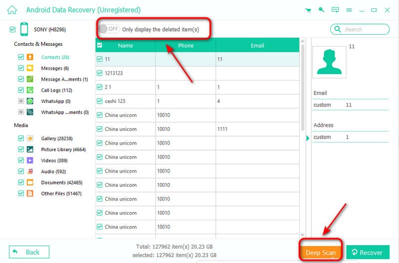Seleccione los archivos y haga clic en Recuperar.