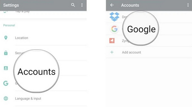 Settings Google Account