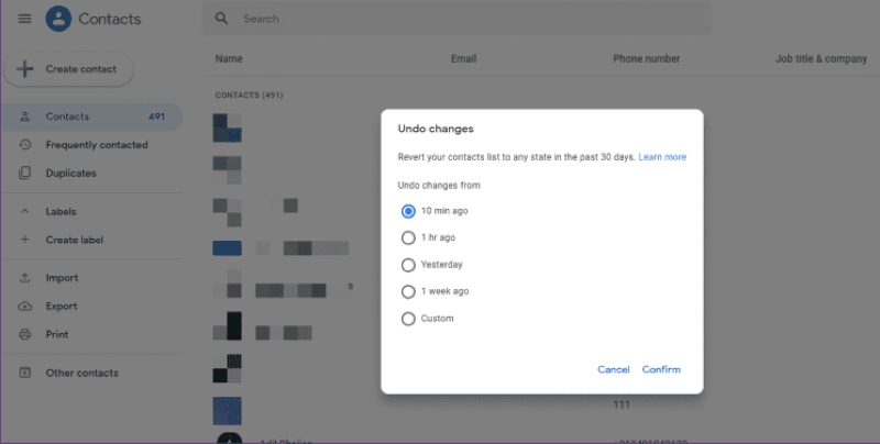 Undo Changes On Google Contacts