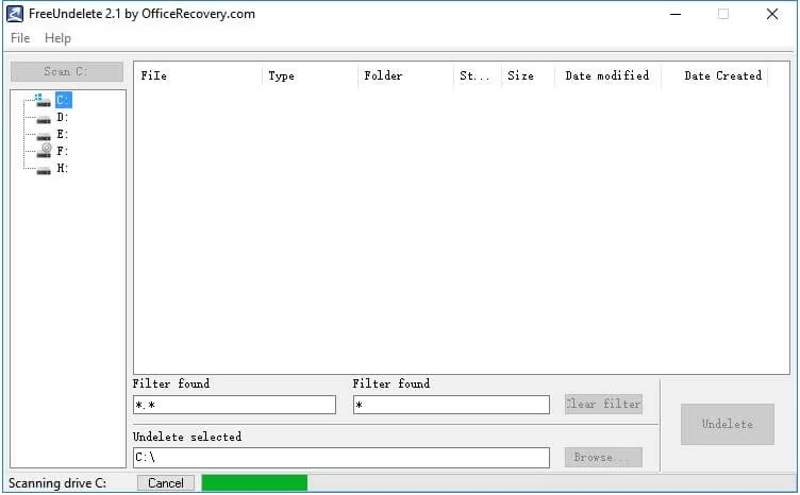Freeundelete-skjermbilde