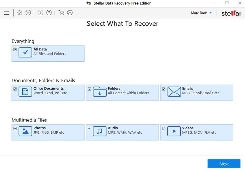 Stellar Data Recovery-grensesnitt