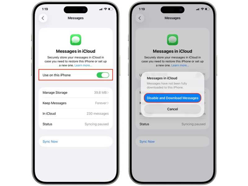 Recuperar sincronización de SMS en iCloud