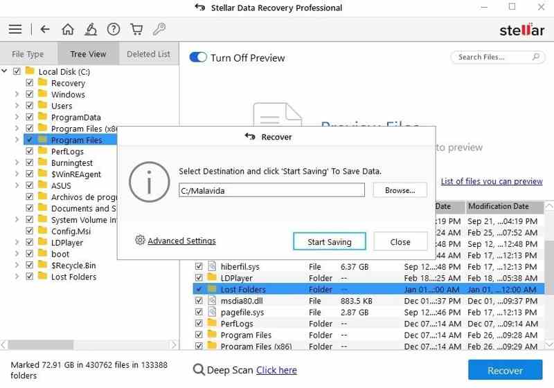 Salvataggio dei file di Stellar Data Recovery