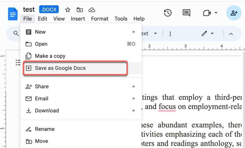 Salva come Google Doc