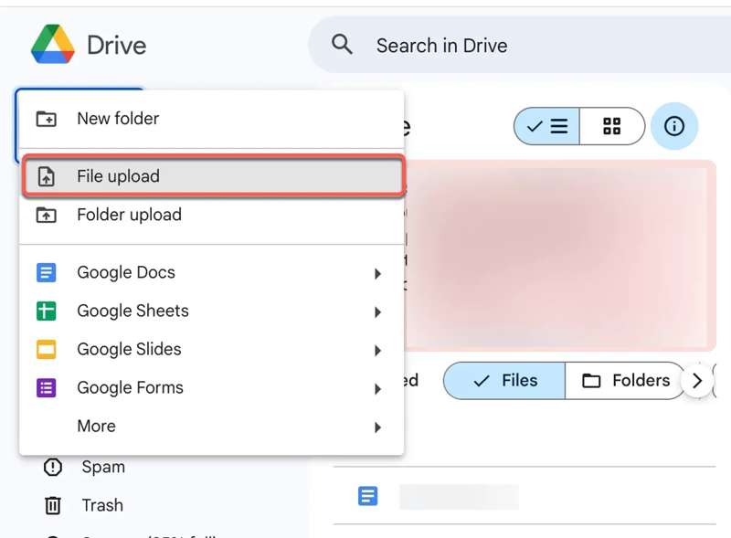 Carica Google Drive