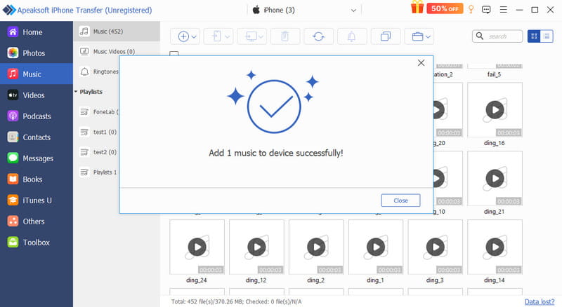 Add Music Successful