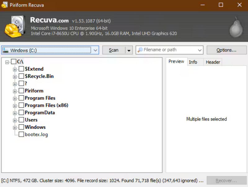 Recuvaデータ復旧ソフトウェア