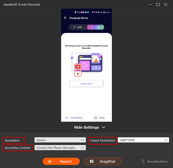 Android Recording Settings