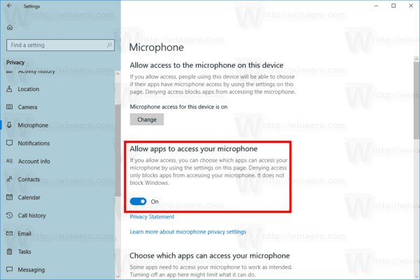 Enable Microphone Acccess Windows 10