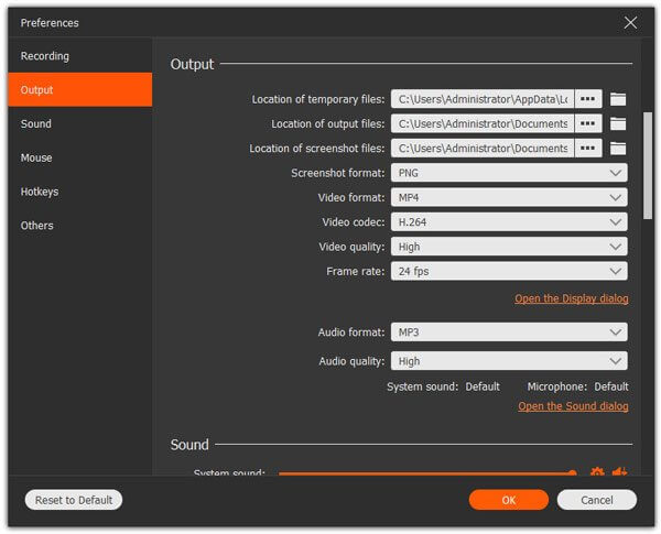 Output-inställningar