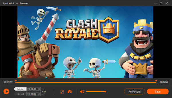 Vista previa de la grabación de Clash Royale