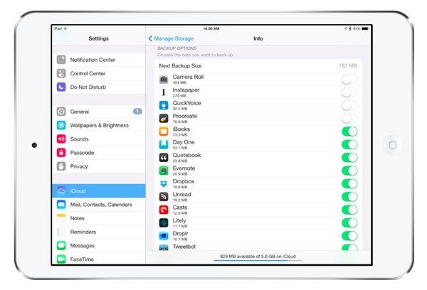 Откройте iCloud на iPad