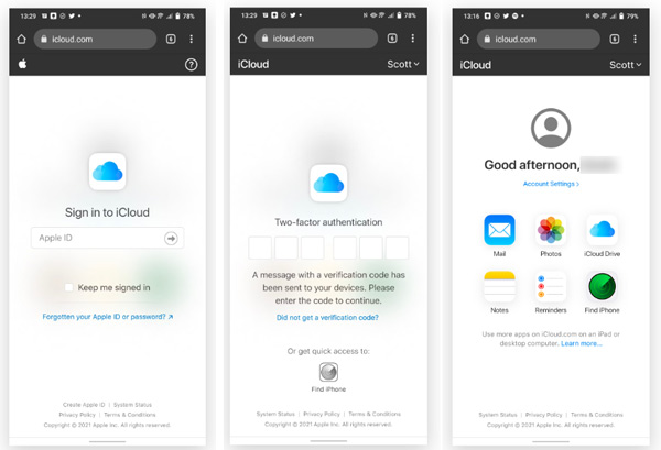 Access iCloud Photos Contacts on Android