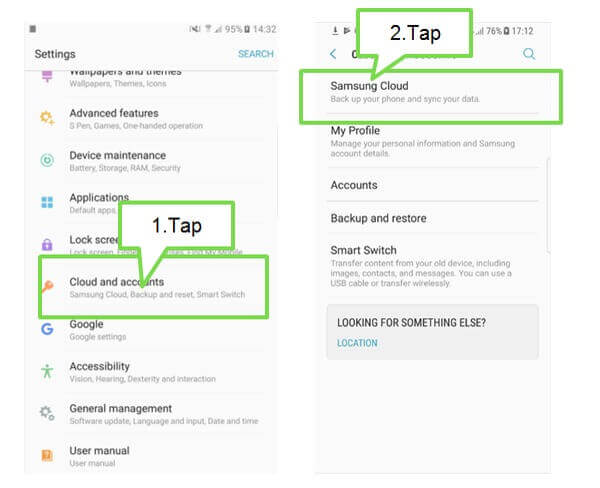 Choose Samsung Cloud backup