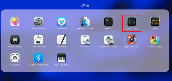 Activity Monitor Mac Launchpad parancsikon