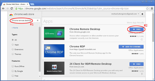 Добавить Chrome Remote