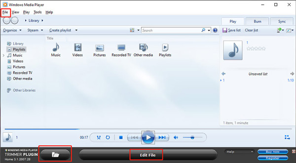 Windows Media Player に Edit MP3 ファイルを追加