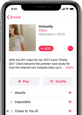 Hinzufügen von Musik zu Apple Music Phone