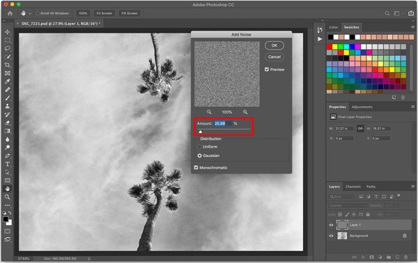 Add Noise Film Grain to Image in Photoshop