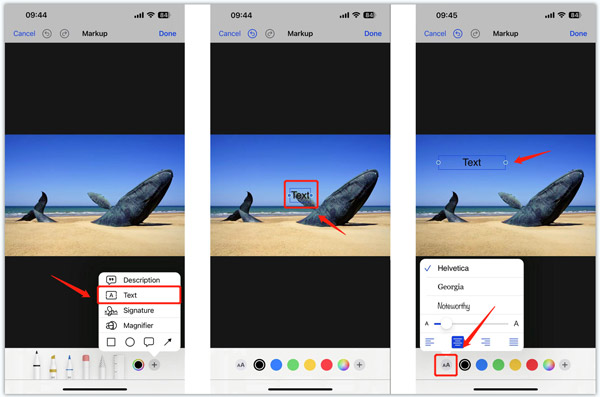 MarkUp を使用して写真 iPhone にテキストを追加する