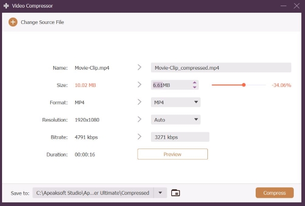 Ajustar configurações de compactação