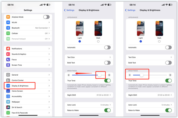 Отрегулируйте яркость экрана iPhone