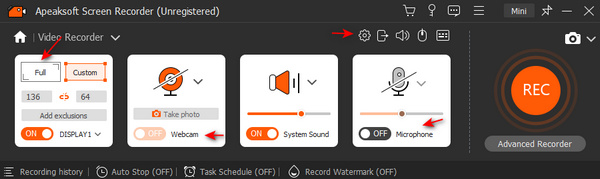 Ajustar configurações Apeaksoft