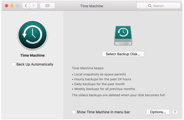 Manage Mac to external hard drive