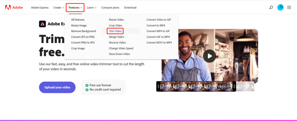 Adobe Express Trim Video