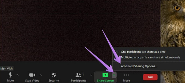 Geavanceerde opties voor delen Zoom