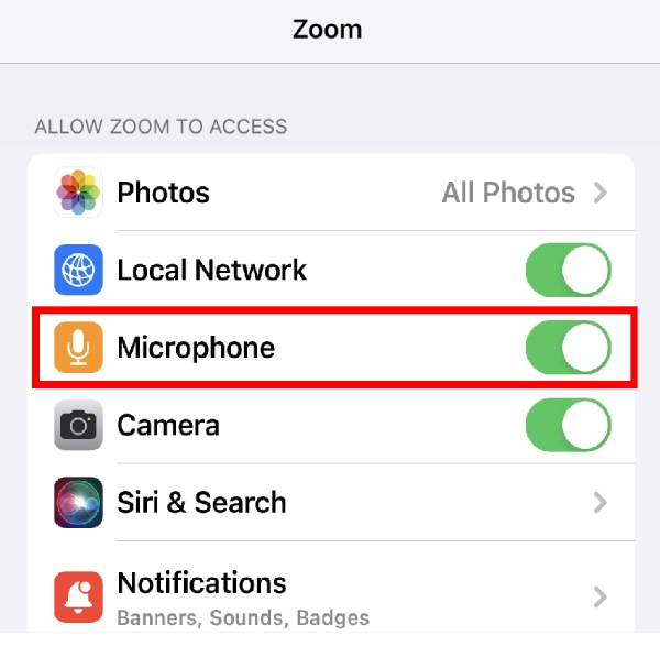 Autoriser le zoom à accéder au microphone iPhone