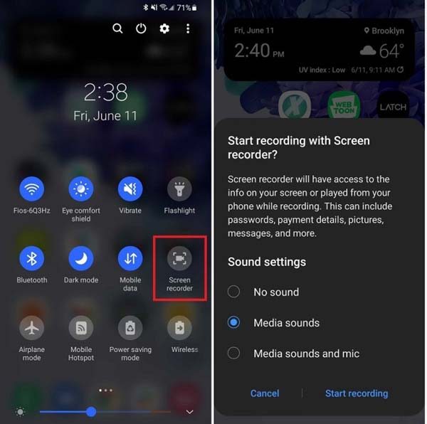 Android 11 Ajouter une option d'enregistrement d'écran