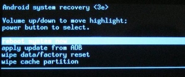 Android System Recovery Menu