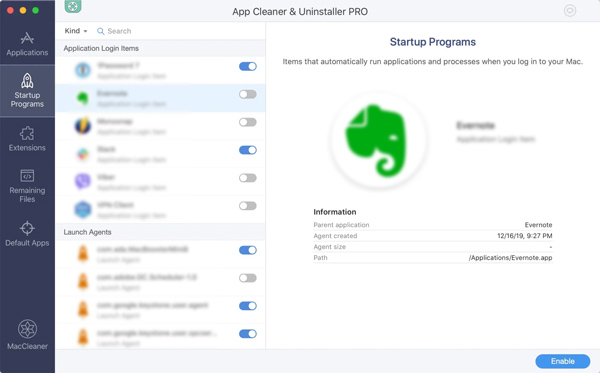 App Cleaner e Uninstaller interrompono i programmi di avvio