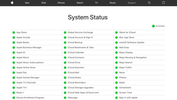 État du système Apple