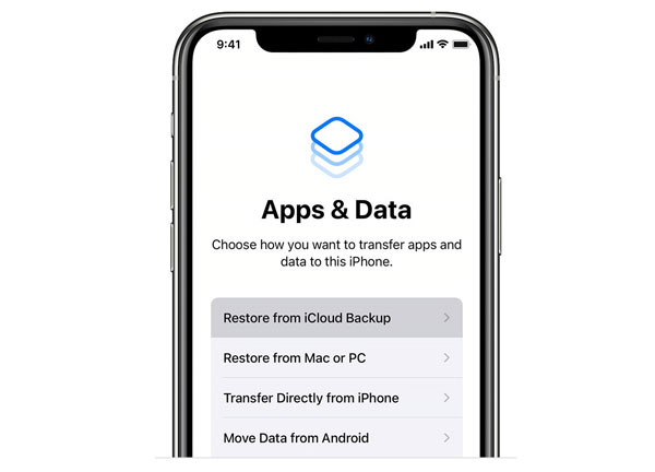 Apps Data Restore från iCloud Backup Interface