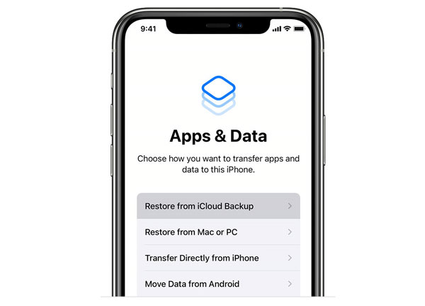 Restauration des données des applications à partir de l'interface de sauvegarde iCloud