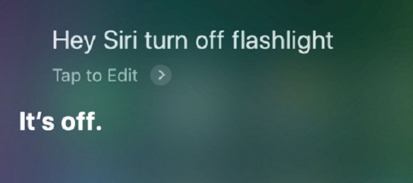 Vraag Siri om zaklamp uit te schakelen