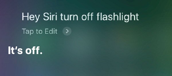 Bitten Sie Siri, die Taschenlampe auszuschalten