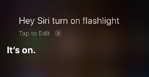 Be Siri att slå på ficklampa