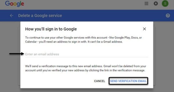 Попросить удалить адрес Gmail