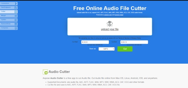 Aspose Audio Cutter онлайн