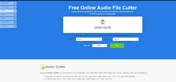 Aspose Audio Cutter online