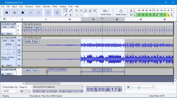 Interface do Audacity