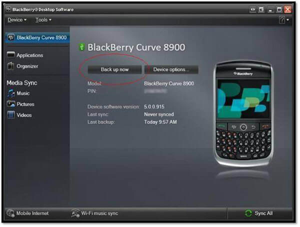 Sauvegarde Blackberry Desktop