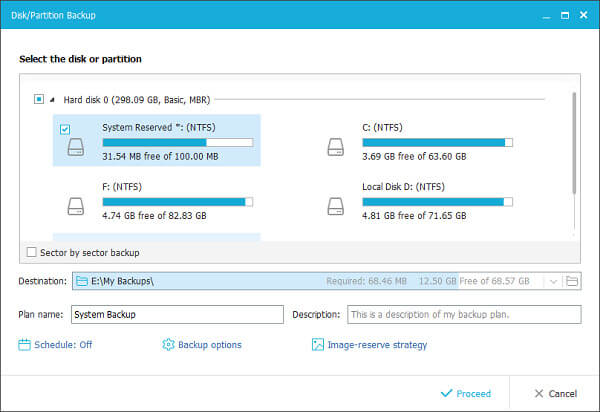 Dados de backup do Windows